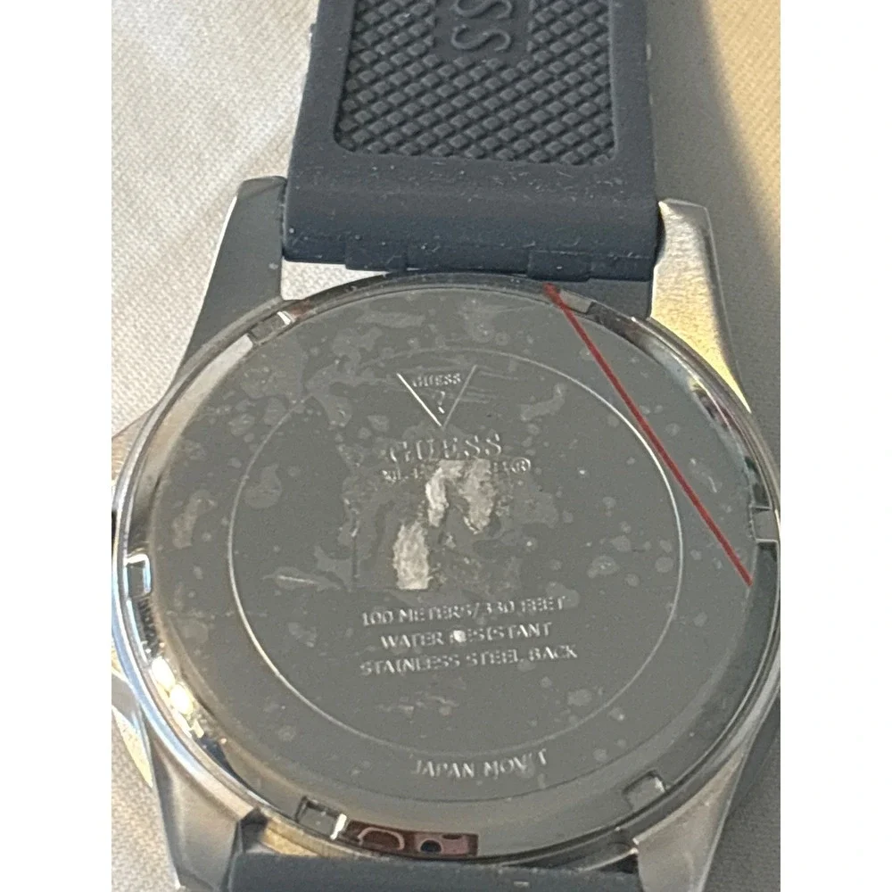 Guess Watch Mens OS Grey Excellent Silicone Strap Multi-Function Sport W0247G3